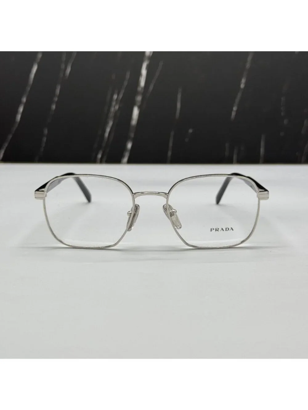 NWT Prada PRA55V 1BC1O1 Silver Square Unisex Metal Eyeglasses PR A55V